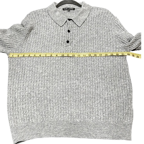 Slate & Stone Cable Knit Polo Sweater Wool Angora Blend Stretchy 1/4 Button Up L - Picture 10 of 10